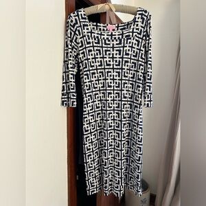 Vintage Lily Pulitzer dress. Size 14. Blue and white pipe pattern
